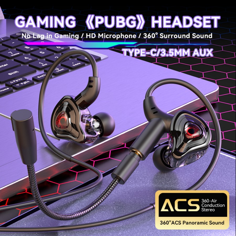Esports Gaming Headset - หูฟังเกมมิ่ง E-Sport เสียงรอบทิศทาง 360° หูฟังสเตอริโอไฮไฟแบบมีสาย 3.5